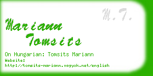 mariann tomsits business card